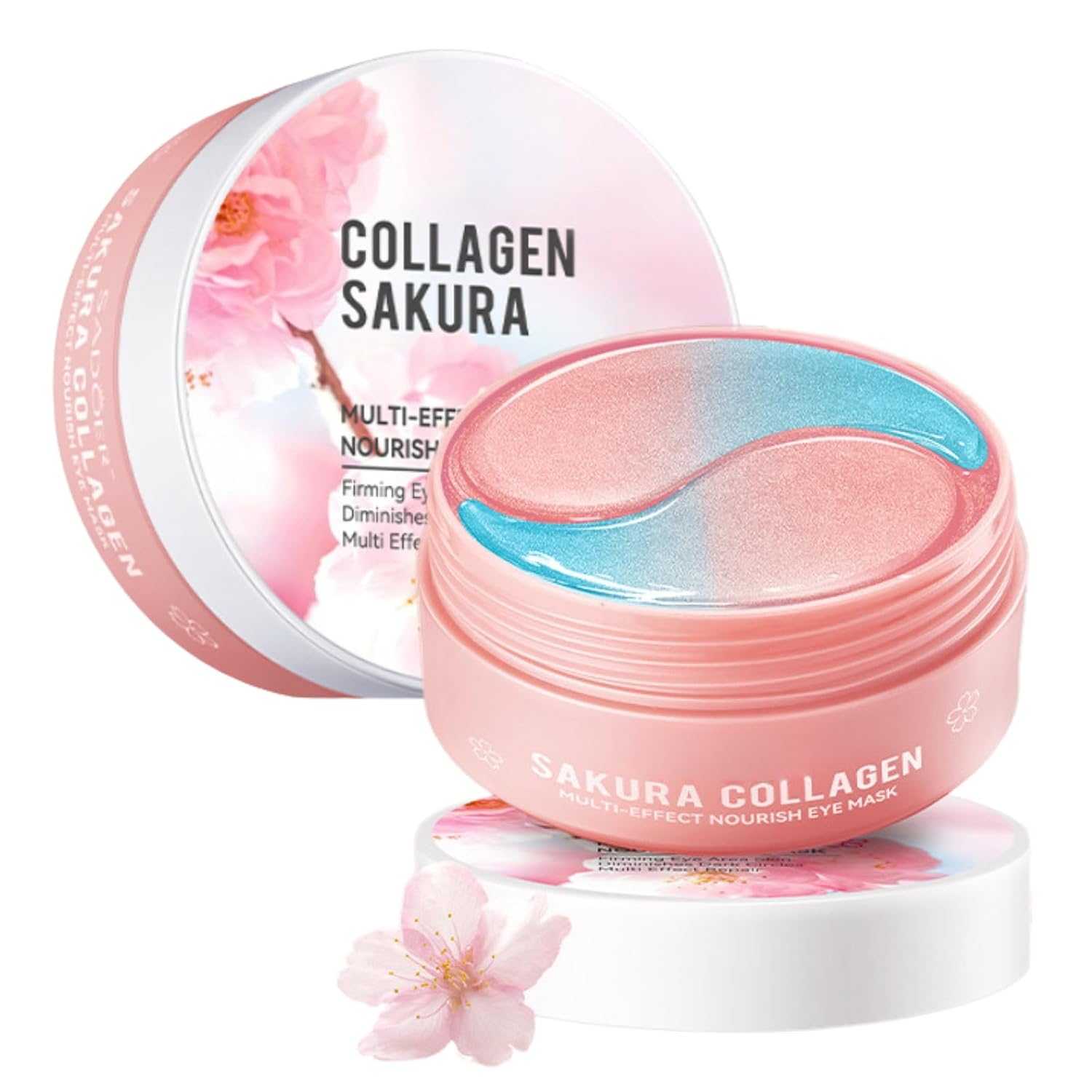 Two-Tone Eye Pads Against Dark Circles Pack of 60 - Sakura Eye Patches with Collagen - Eye Pads Against Bags and Wrinkles - Collagen Eye Pads Moisturising Anti-Ageing