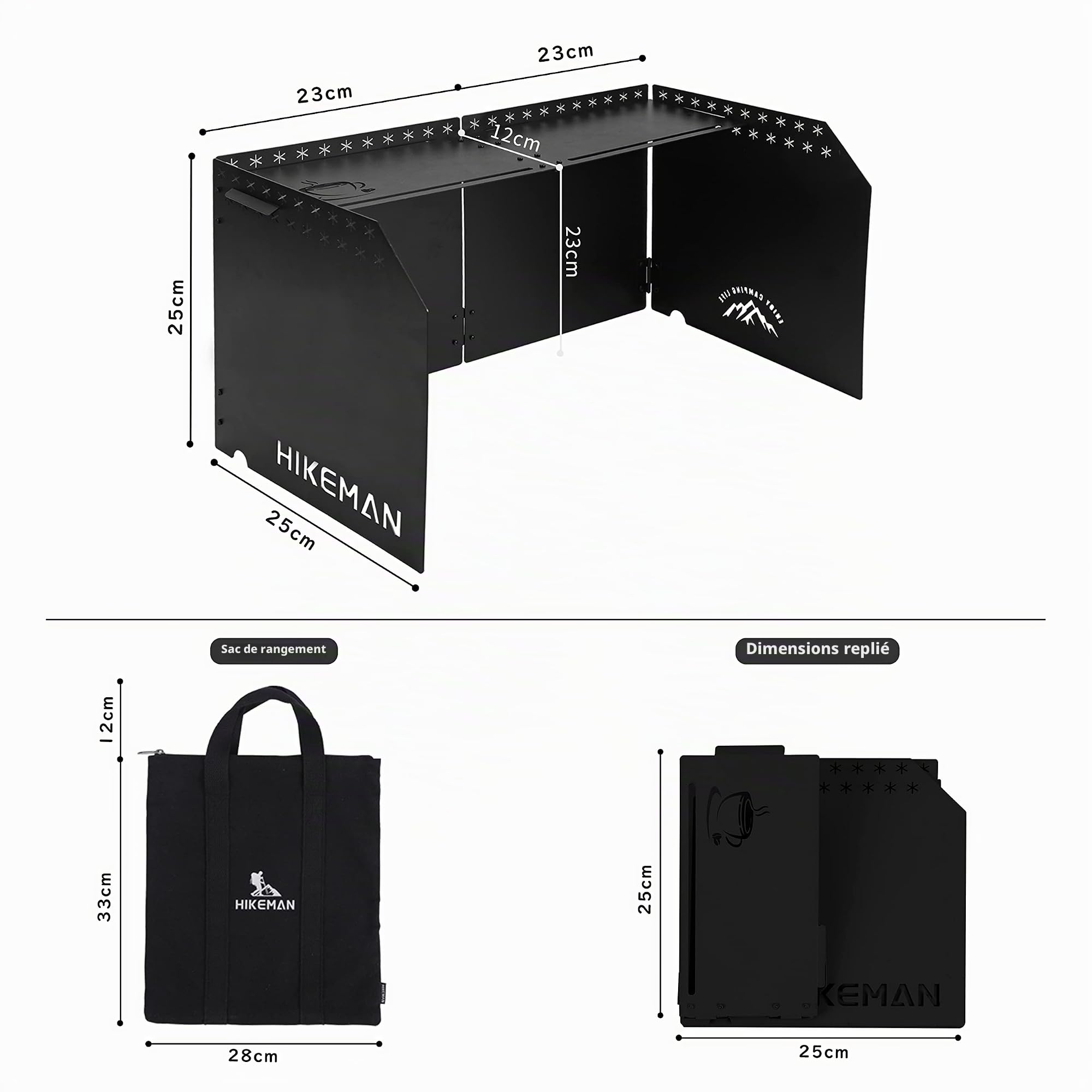 HIKEAMN Pare-brise pour réchaud de camping – Pare-vent d'extérieur pliable pour cuisinière à gaz avec sac de rangement pour camping, randonnée, pique-nique, cuisine (vert kaki)