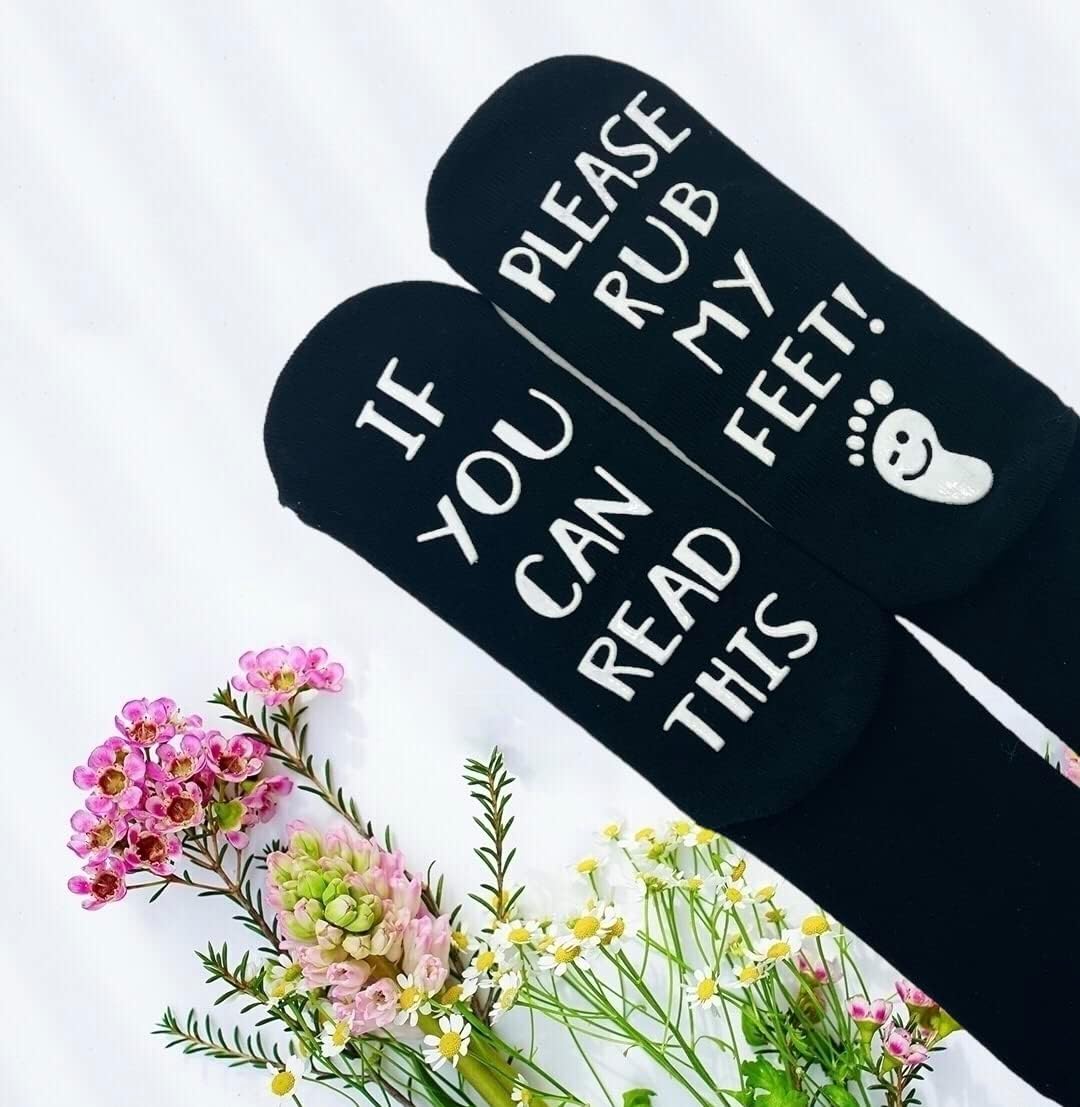 SILLY OBSESSIONS Funny Socks if you can read this, please rub my feet, Get Well Soon Socks for Men & Women, Post Surgery gift image 3