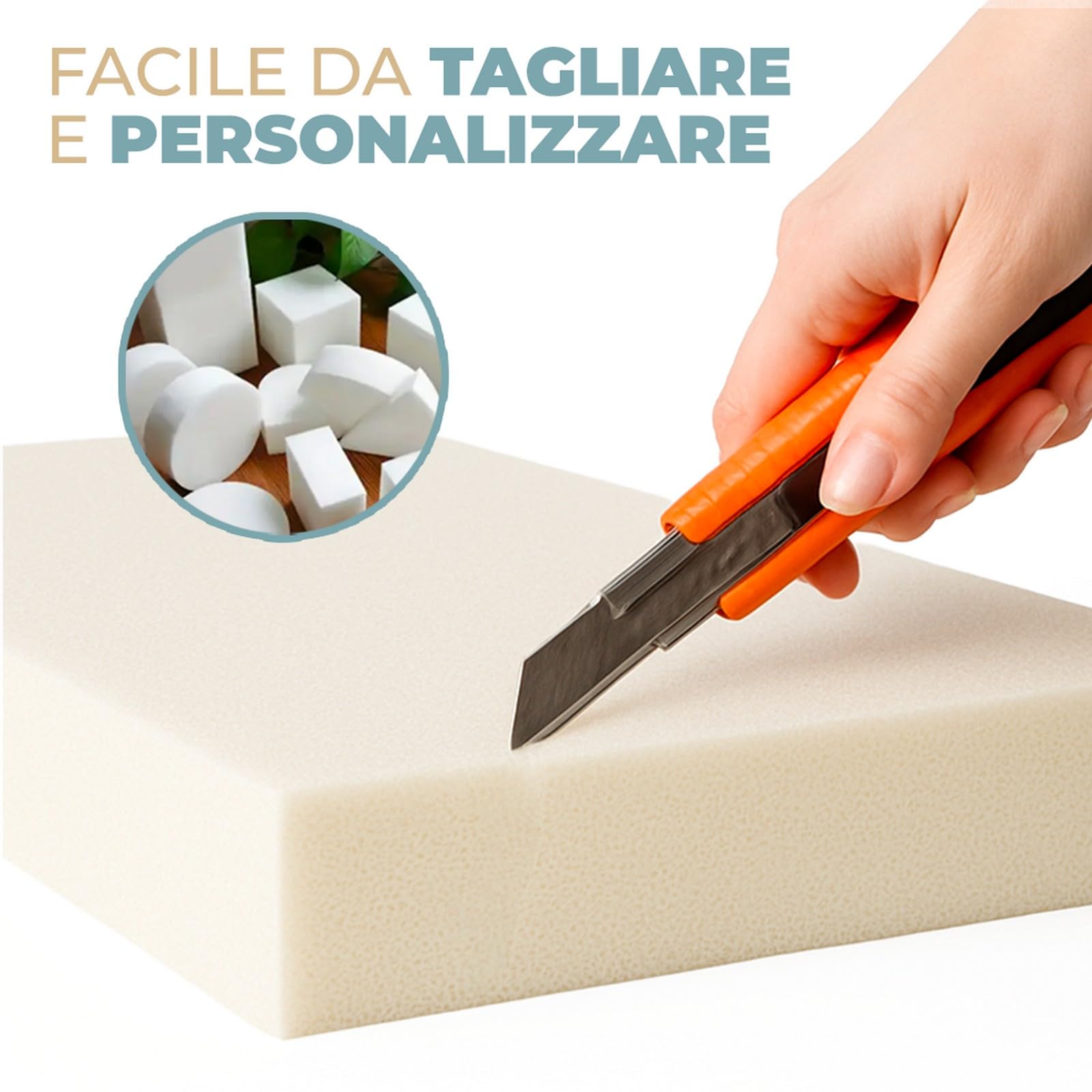PARAMAISON Gommapiuma per Imbottitura in Poliuretano Espanso | Densità 18, 25 o 30 | Lastra 100x200 cm | Spessore 2–12 cm | Spugna per Cuscini, Divani e Sedute