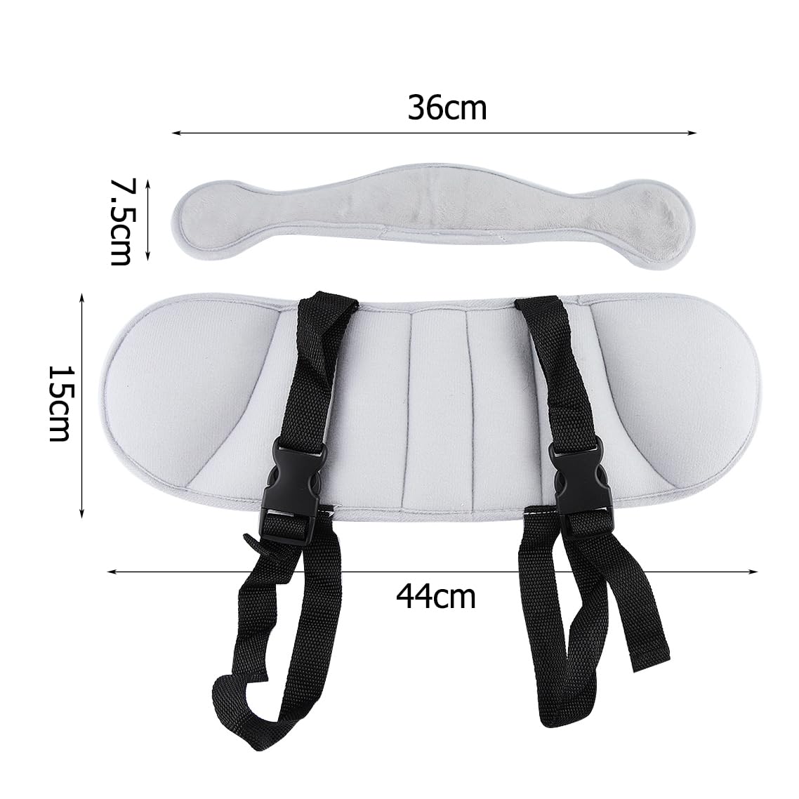 LetCart Car Head Support Pillow for Babies & Kids - Adjustable Safety Headrest with Fixing Band for Strollers & Car Seats (Grey) - Image 3