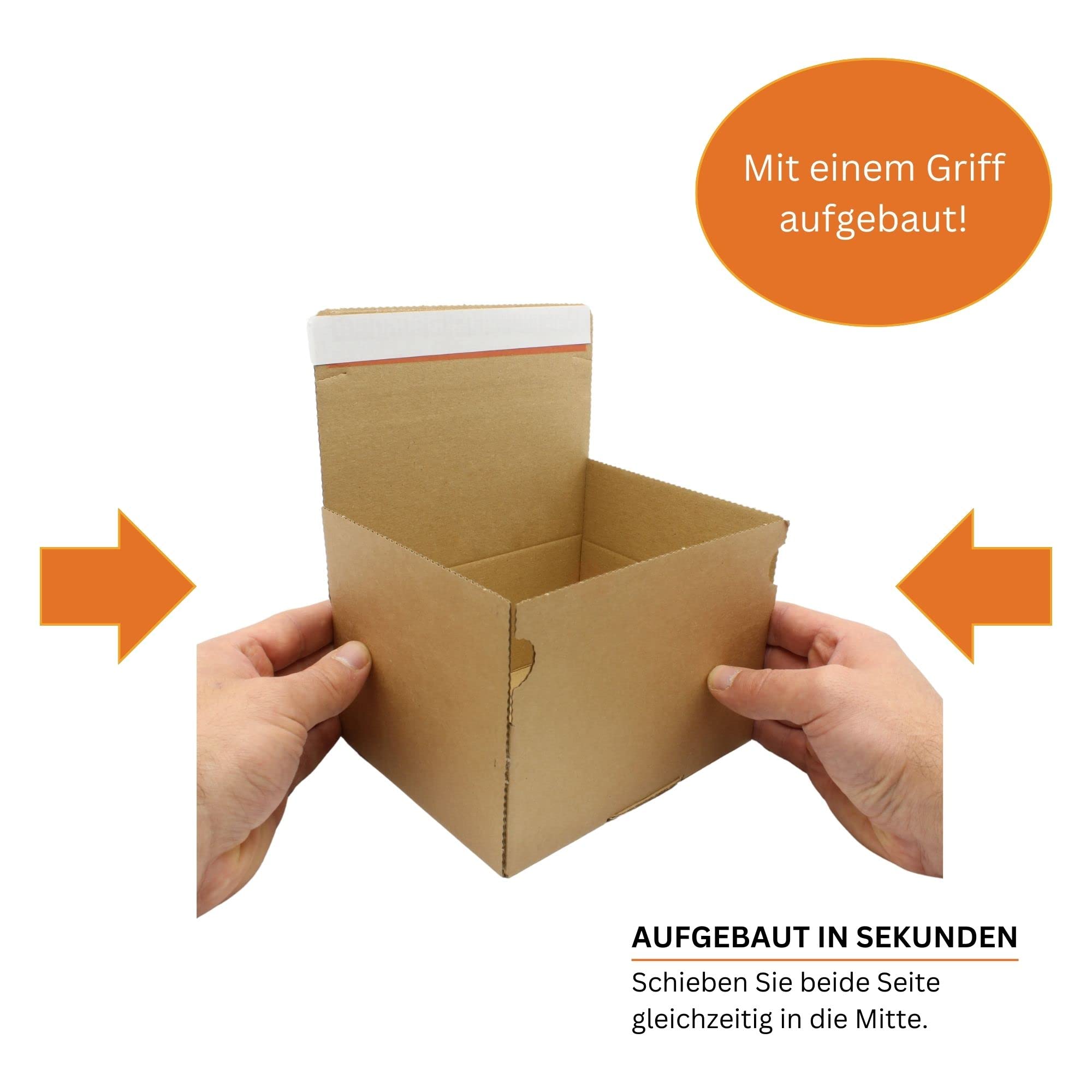 Automatik Karton - Versandkartons mit selbstklebendem Deckel - Kartonagen | (200, 229 x 164 x 55-115 mm)