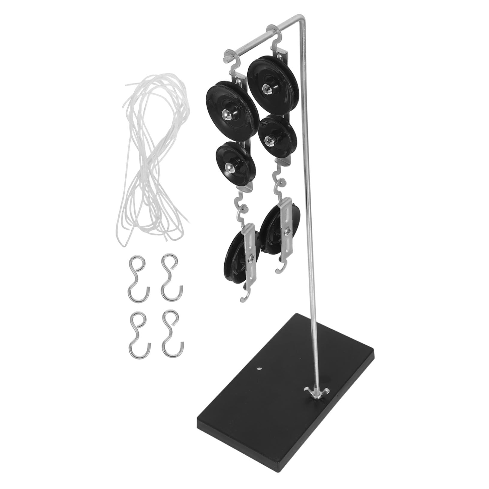 PRETYZOOM 4 Juegos Kit de Experimentos con Poleas para Física Sistema de Poleas Doble y Simple con Base Galvanizada Equipo Educativo para Laboratorios Escolares y Análisis de Fuerzas