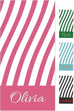 Trafagala Personalized Beach Towels for Kids Adults Custom Cotton/Poly Blend Pool Towel with Name Oversized-Customized Sand Free Quick Dry Striped Beach Towel for Boys Girls Women Men35" W x 70" L
