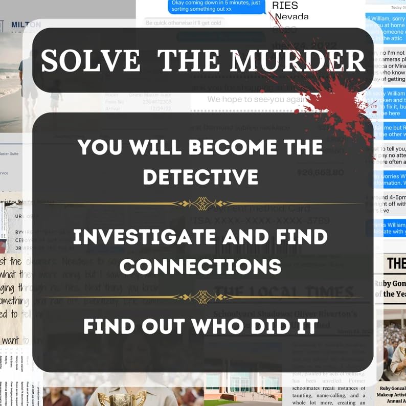 VEENSHI 2-Pack Murder Mystery Case Files: Midnight Retribution & A Deadly Roulette | Detective Game for Adults, Family & Friends | Solve The Crime, Crack The Clues - Image 3 thumbnail