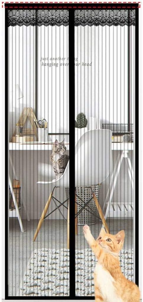 Konsilsa Magnetic Screen Door,Screen Doors with Strong Magnet Heavy Duty Mesh Curtain Full Frame Hook&Loop for Front Door Apartments,Pet Kid Entry Friendly (Color : A, Size : 150x220cm(59x87inch))
