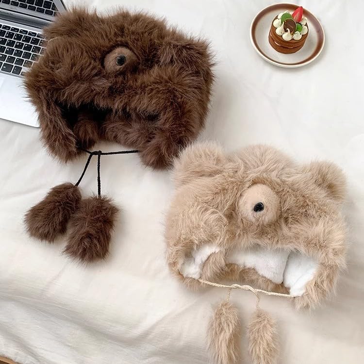 1/2 Piezas Gorro de Invierno con Orejeras de Oso con Orejas de Pompón Gorros de Calavera de Punto de Felpa Lindos Talla única para Todos los Adultos y niños Gorro Esponjoso