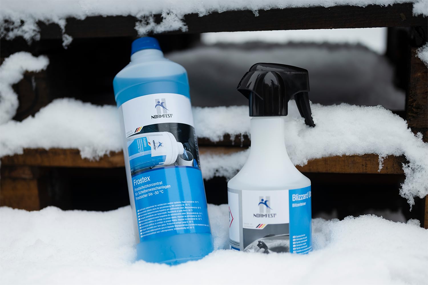 Normfest Blizzard Ultra – Blitzenteiser für Fahrzeugscheiben, Spiegel, Scheinwerfer und Türschlösser, streifenfrei, Lack- und gummiverträglich, wirksam bis –30 °C, 6X 500ml