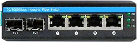 Switch de Rede Industrial Reforçado de 6 Portas Gigabit Poe+ para Trilho Din com Fibra Óptica: 4 Portas Gigabit Poe+, 2 Portas de Fibra Óptica Sfp de 1,25G, 120W para Uso Externo.