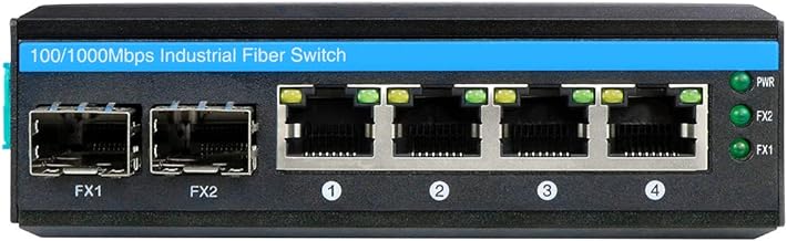 6-Port Hardened Industrial Gigabit PoE+ DIN-Rail Fiber Network Switch 4 x Gigabit PoE+ Ports 2 x 1.25G SFP Fiber Ports 120W for Outdoor Use