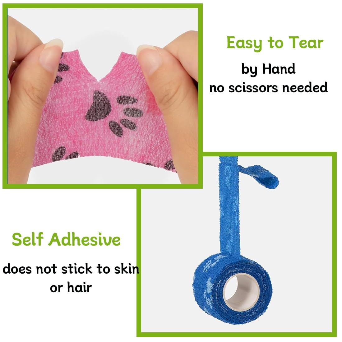12 Rotoli Pet Vet Wrap Benda Elastica Coesiva 2.5cm x4.5m Bendaggio Adesiva Autoadesiva Benda per Animali Domestici Nastro Bendaggio Sportivo Non Tessuto Fasciatura Coesive Nastro Elastico