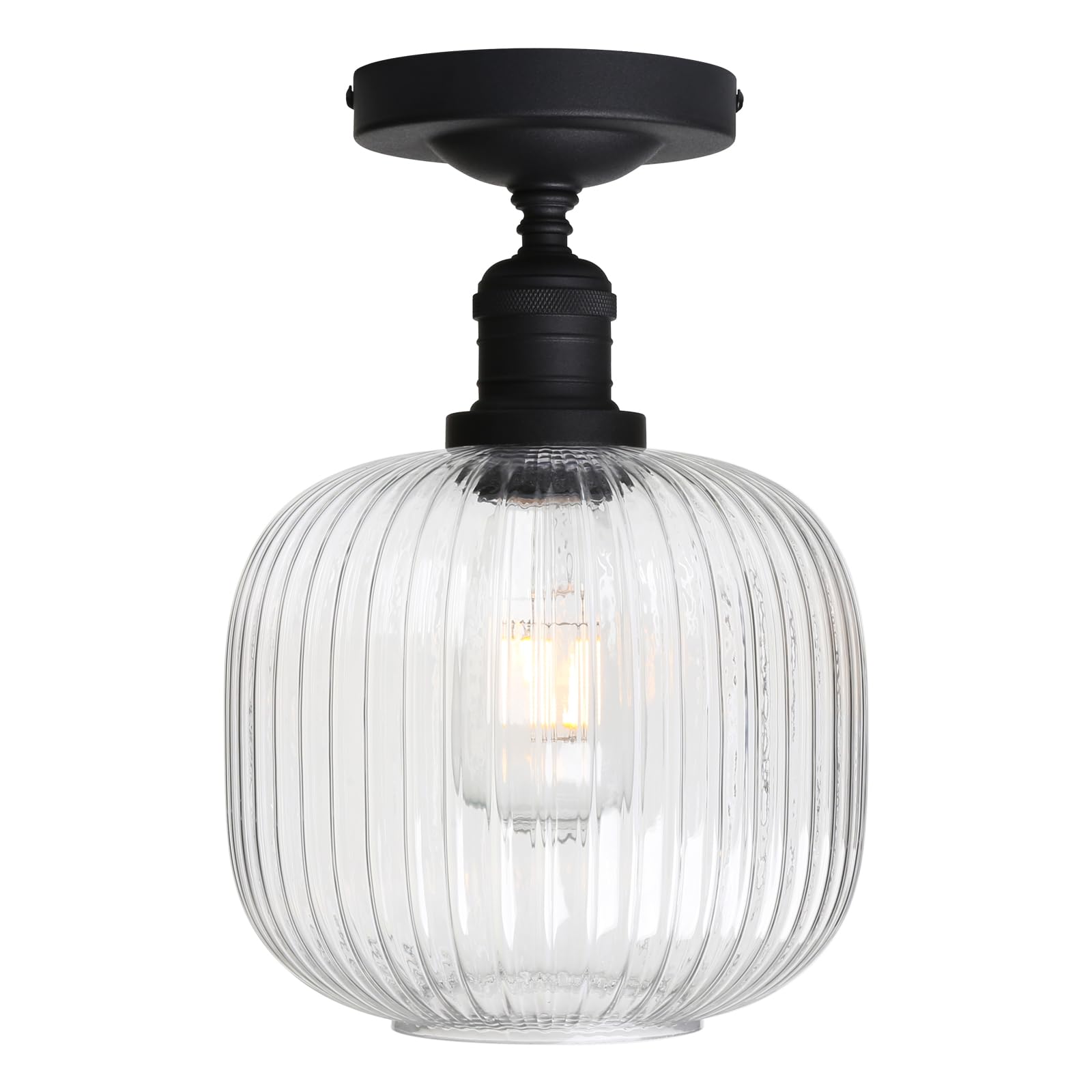 Pathson Vintage Flush Mounted Ceiling Light With Milk White Glass