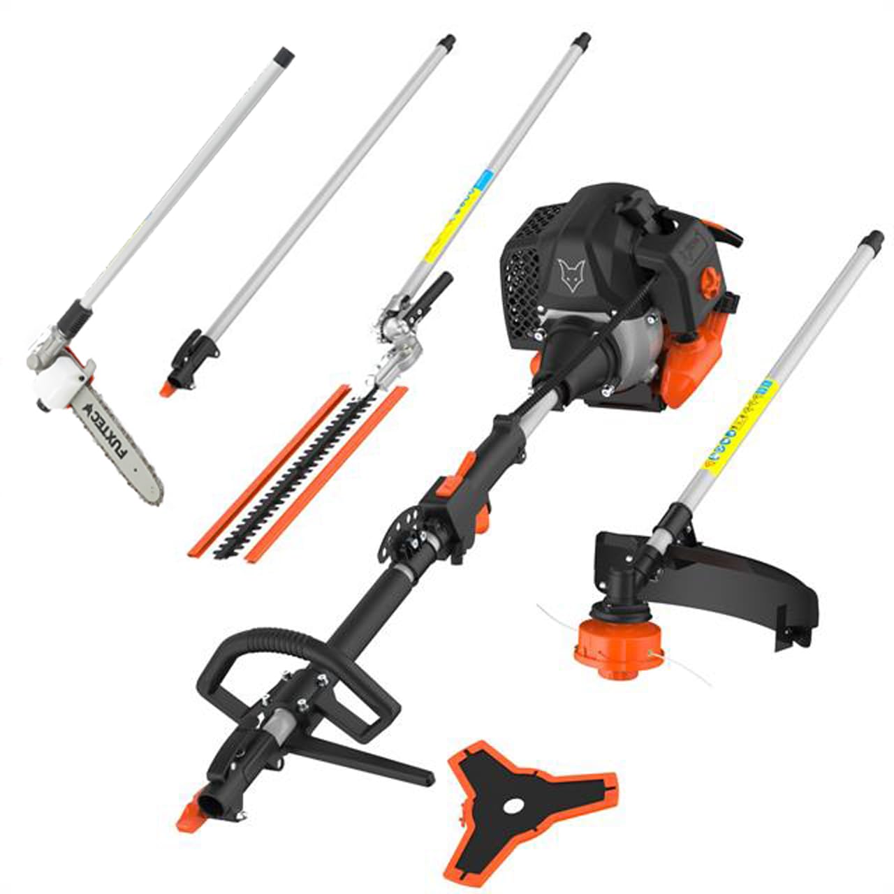 Fuxtec Débroussailleuse Thermique Multifonction 5en1 Multitool FX-MT252ER Easy Starter 3CV 52 cm³, Moteur 2 Temps, Élagueuse Inclinable Taille Haie Coupe Bordure avec Fil ou Lame 1 Mètre Rallonge