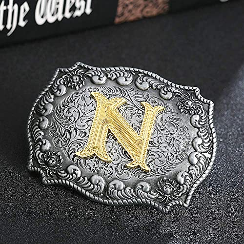 Image of HUABOLA CALYN Belt Buckle Men, Western Cowboy Rodeo Small Alphabet Letter ABCDMRJ to Z Initial Belt Buckles for Women