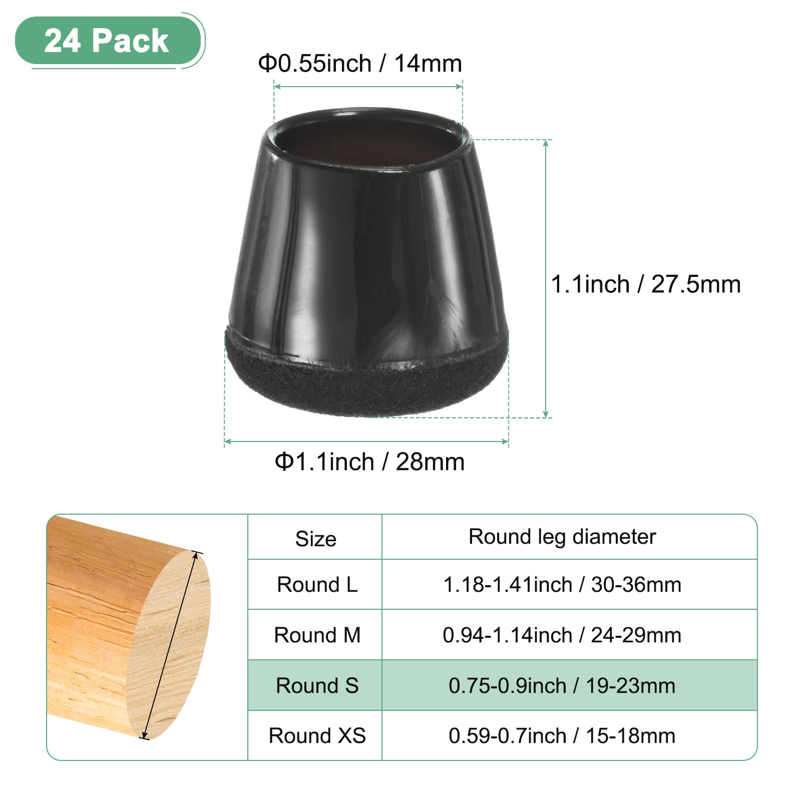 M METERXITY 24-Pack Chair Leg Floor Protectors - Image 3