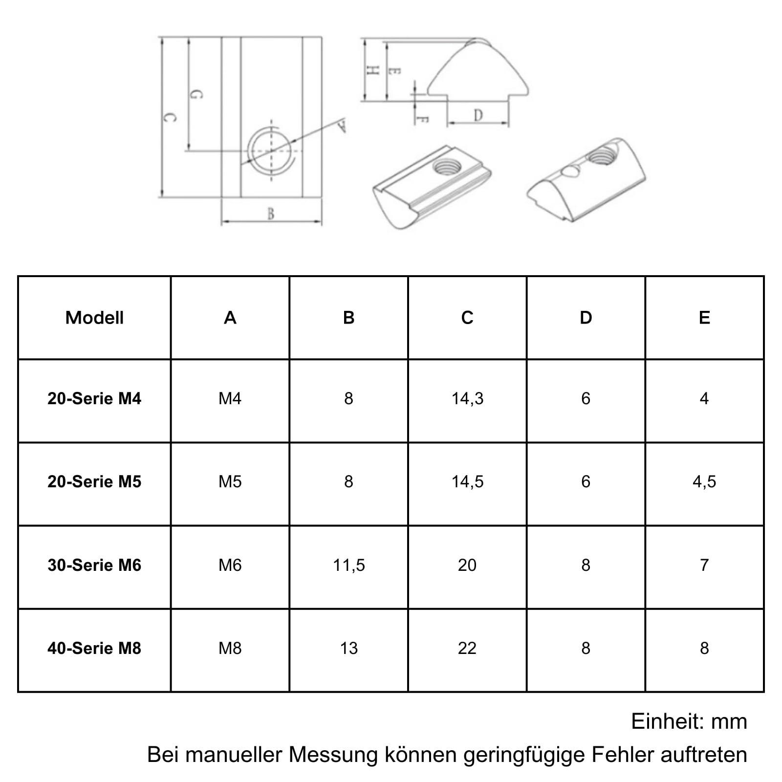 DAYALO 30 pietre scanalate M6 con scanalatura a sfera 8, serie 30 M6, profilo in alluminio 30 x 30, acciaio al carbonio, set di viti per profilo in alluminio, Europanorm