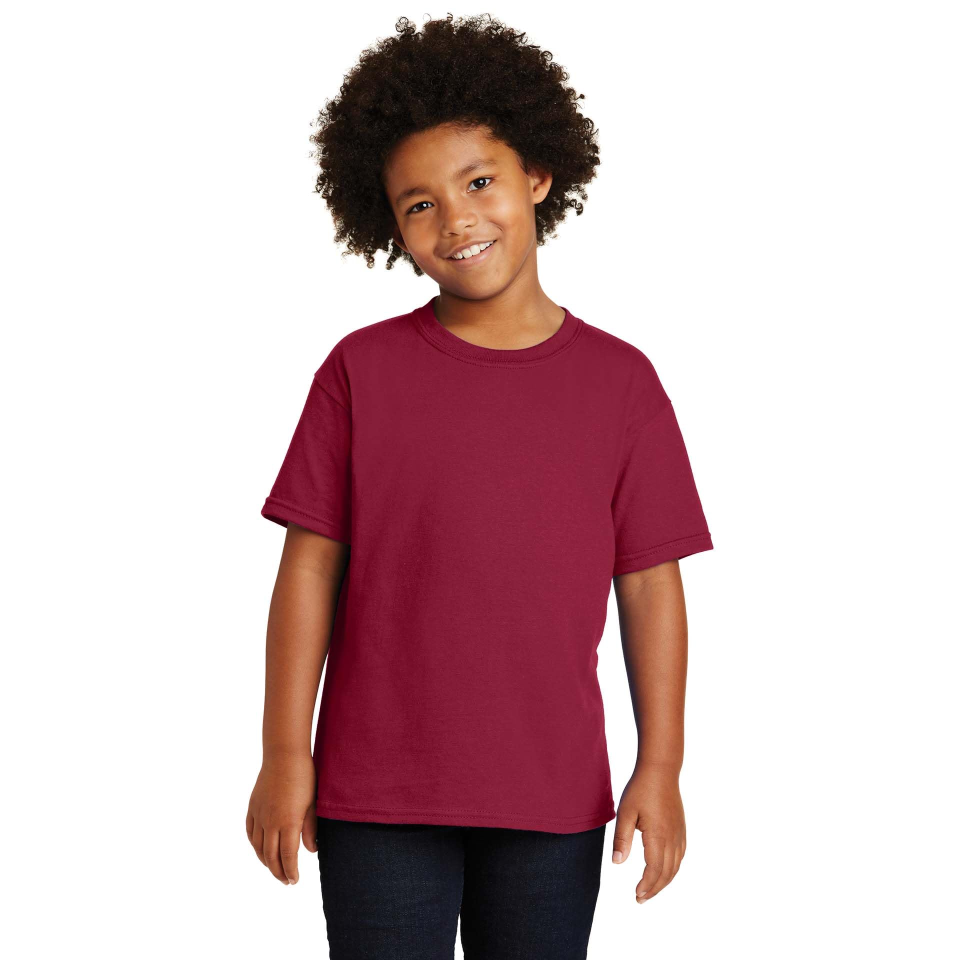 Gildan Youth Heavy Cotton T-Shirt, Style G5000B, 2-Pack M Cardinal Red