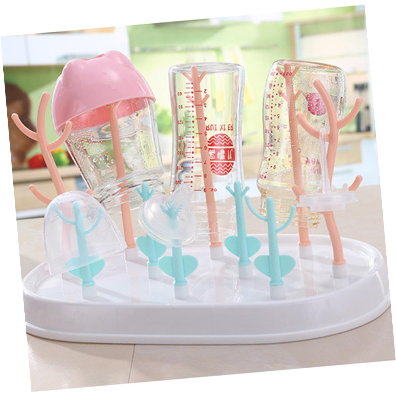 ORFOFE Séchoir à Biberons Support en PP avec Couvercle de Branches Multifonction Rangement Pratique pour Biberons et Tasses pour Mamans Organisées