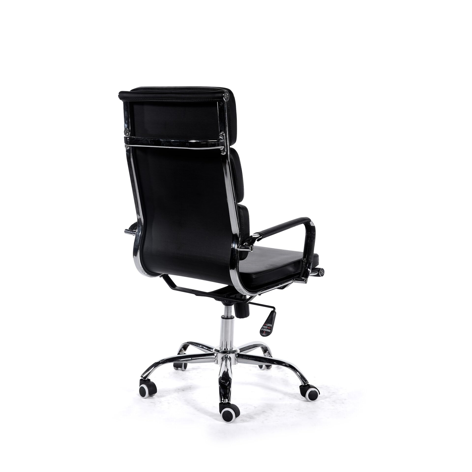 Cribel Poltrona Mito Presidenziale in Finta Pelle Nera con Metallo Cromato, Sistema Basculante e Altezza Regolabile, Design Moderno per Ufficio, Studio e Home Office, 56 x 61 x 117 cm