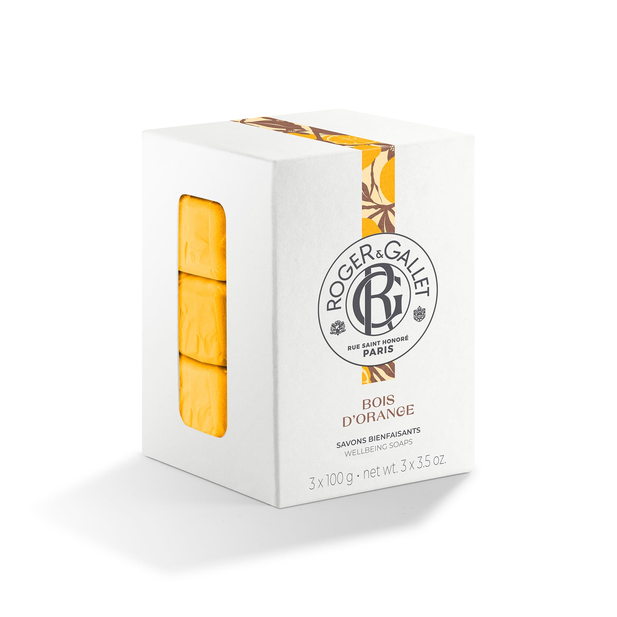 ROGER & GALLET Orange Wood Wellbeing Soap Set for Unisex - 3 x 3.5 oz Soap