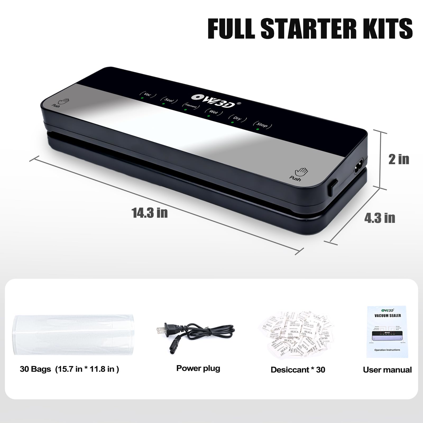OVV3D 3D Printer Filament Storage Bags 30pcs with Vacuum Sealer