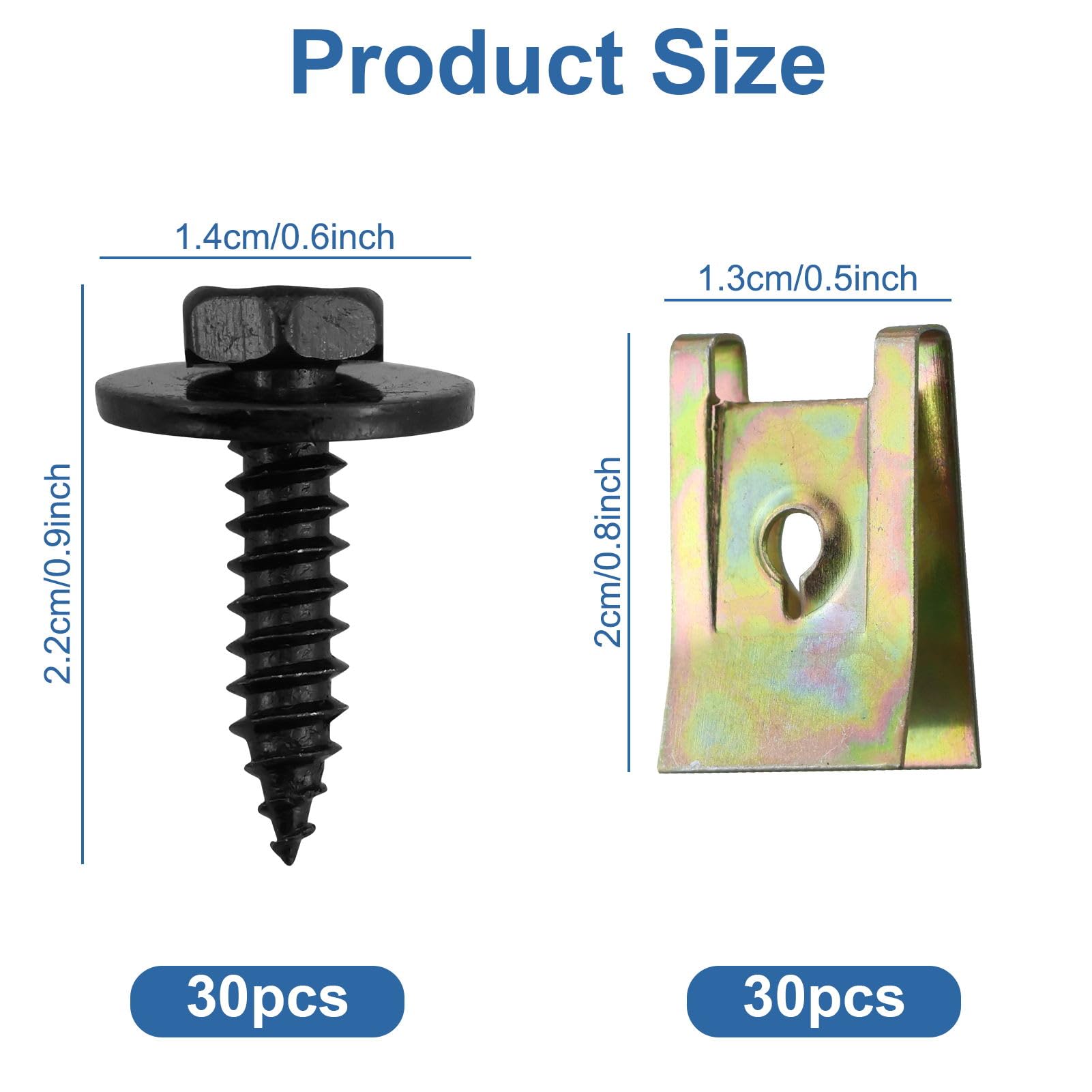 80 Pezzi Clip A U Per Auto - Dadi E Viti Autofilettanti Per Parafango E Carrozzeria - Foto 9