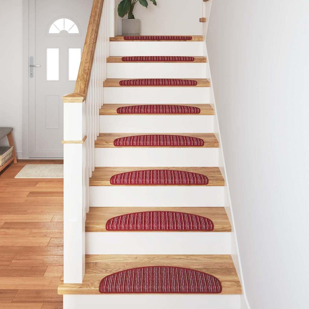Selbstklebende Treppenschoner 15 Stück Rot 65 x 21 x 4 cm Treppenstufen Matten, Teppich Innen für Treppen, rutschfest Stufenmatten Treppenteppich