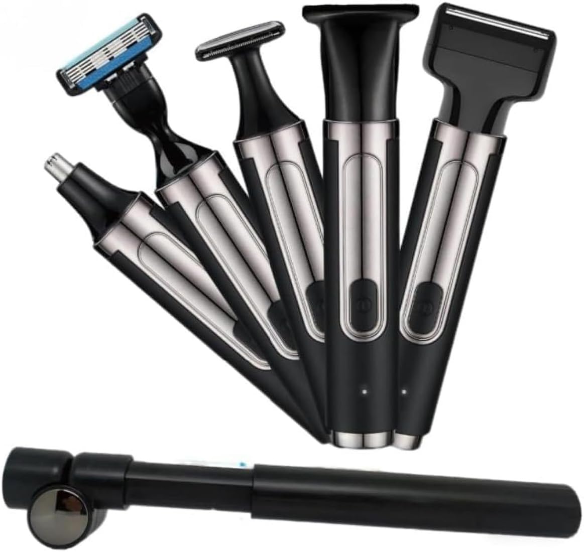 Rasoir Électrique pour le Dos pour Homme, 4 en 1, Kit de Tondeuse pour le Corps Multifonction en Libre-Service, Humide ou Sec, Noir, ABS, pour les Voyages