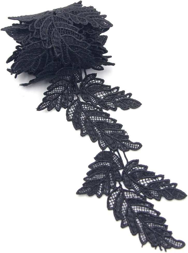 David Cartier 2016 Elegant 6 Yards Leaves Design Lace Applique Ribbon Trim Flower Embroidery Applique Sewing Craft Wedding Bridal