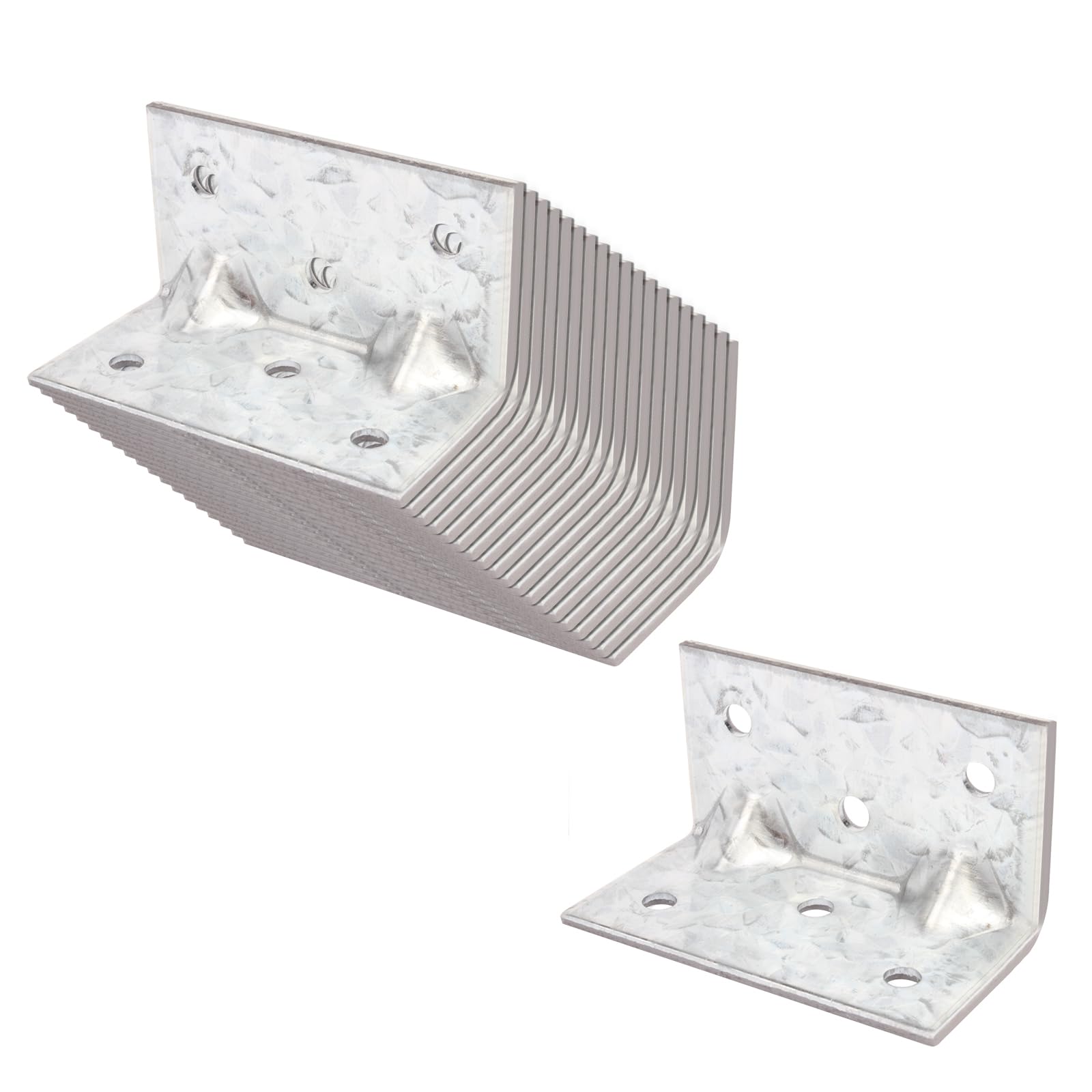 eoere 20 PCS 2-3/8" x 1-1/4" x 1-1/4" L Right Angle Bracket, Reinforcing Rib Corner Brace for Wood, Max Load 66 LB