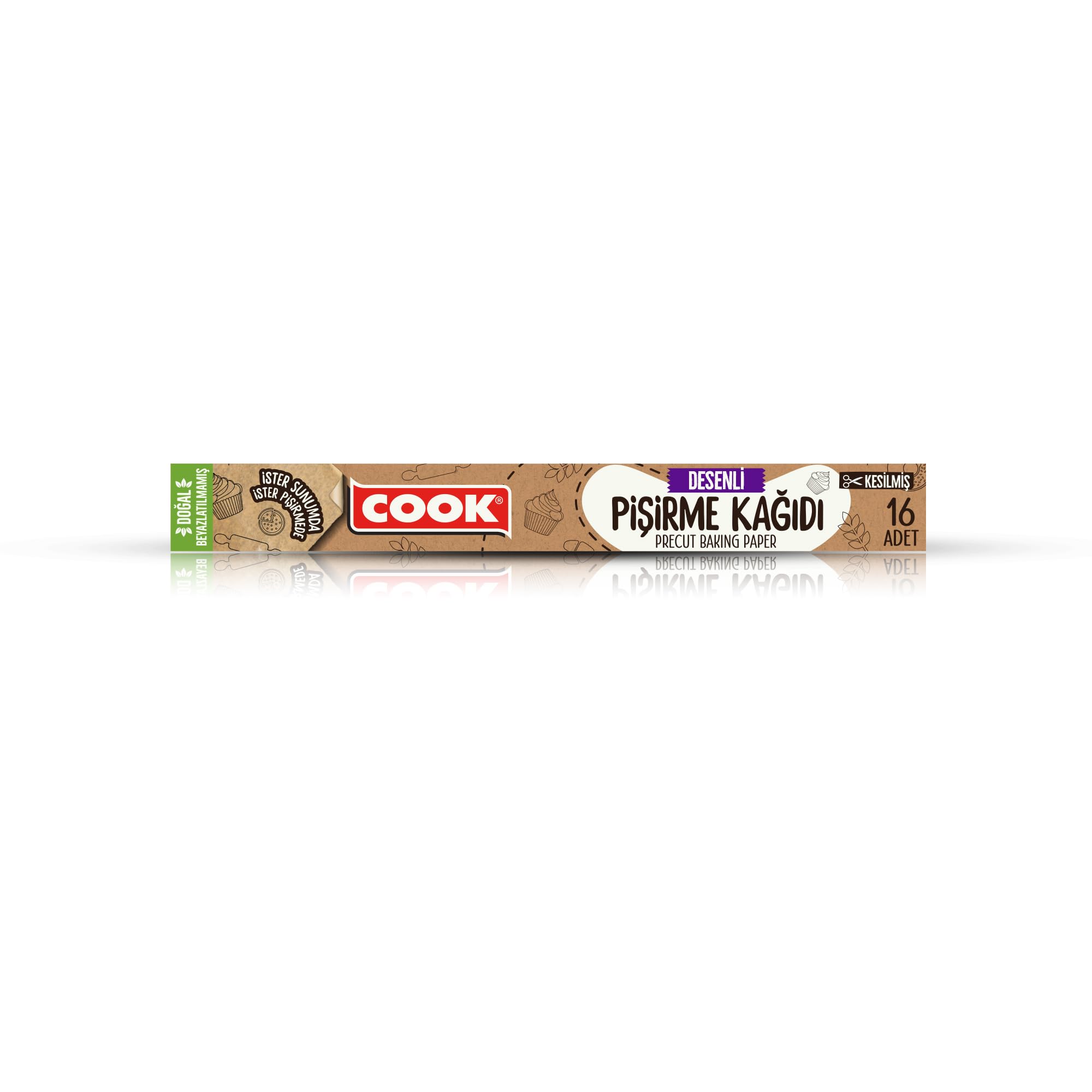 COOK Desenli Kesilmiş Doğal Pişirme Kağıdı 37x42cm, 16 Yaprak