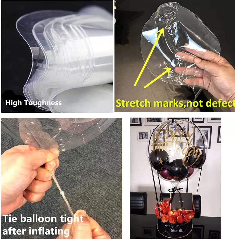 Clear Balloons, 18" Pre Stretched 15 Packs Big Stuffing Crystal Bubble Clear Bobo Balloons for Air or Helium Use - Image 3