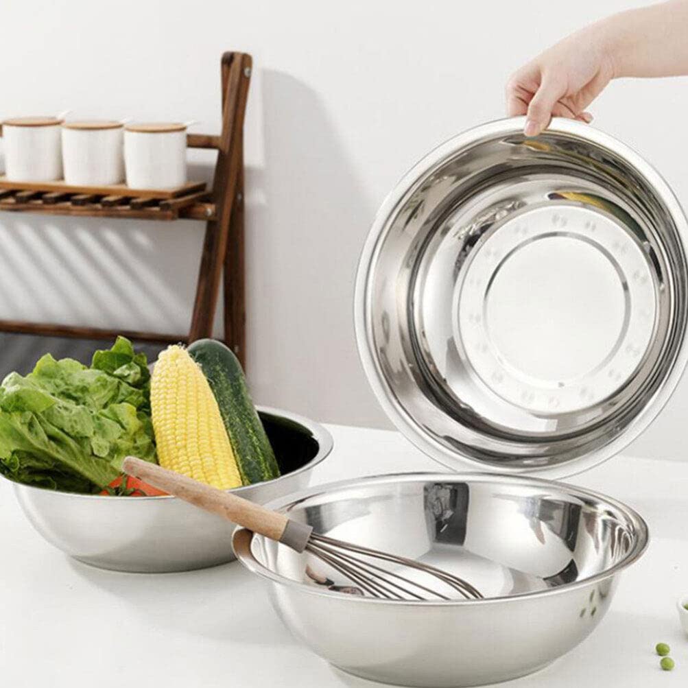 Grand Bol En Acier Inoxydable 34 Cm – Bassine Multifonction, Saladier Pâte, Préparation Et Service (BESTonZON Vert Mix)