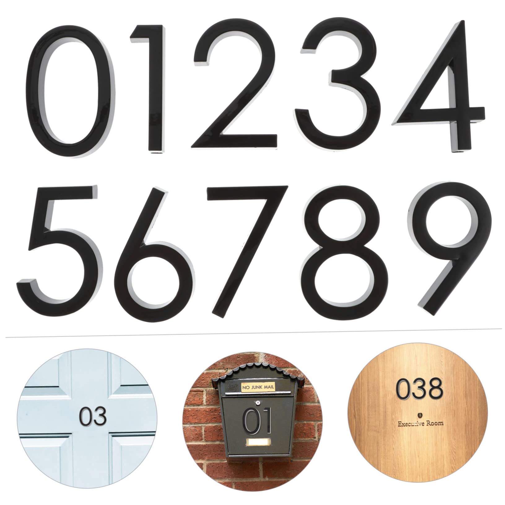 EXCEART 2 Set Adesivi Numerici Di Moderno Etichetta Numeri Civici Adesivi Numeri Civici Per Cassetta Postale Marcatore Numerico Adesivo Numero Civico Per Esterno Resina Nero 20 Pezzi*2