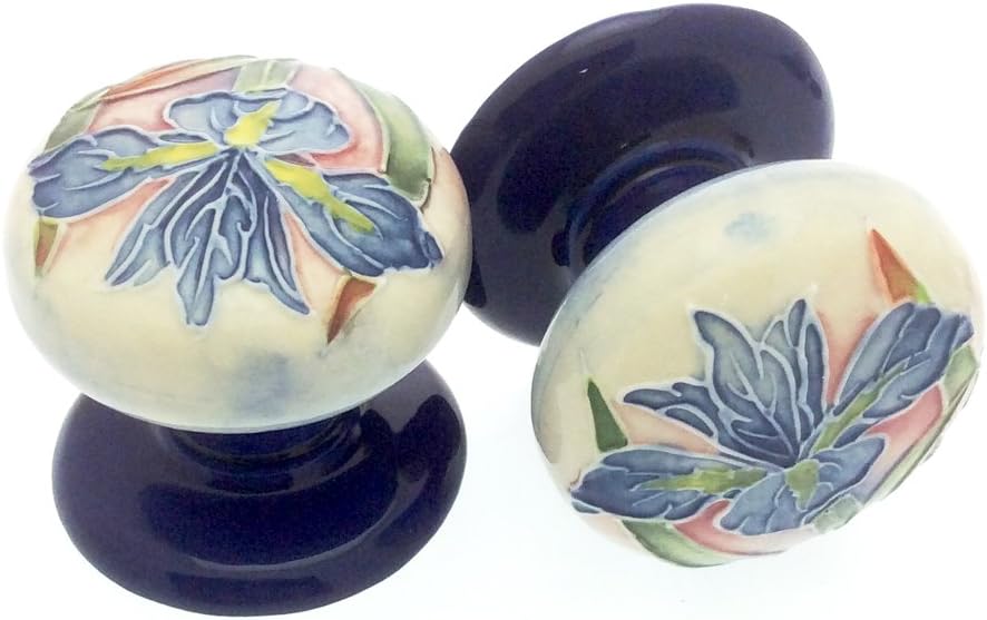 Pair of 50mm Ceramic Drawer Pulls/ Cabinet Doorknobs - Old Tupton Ware - Iris Design