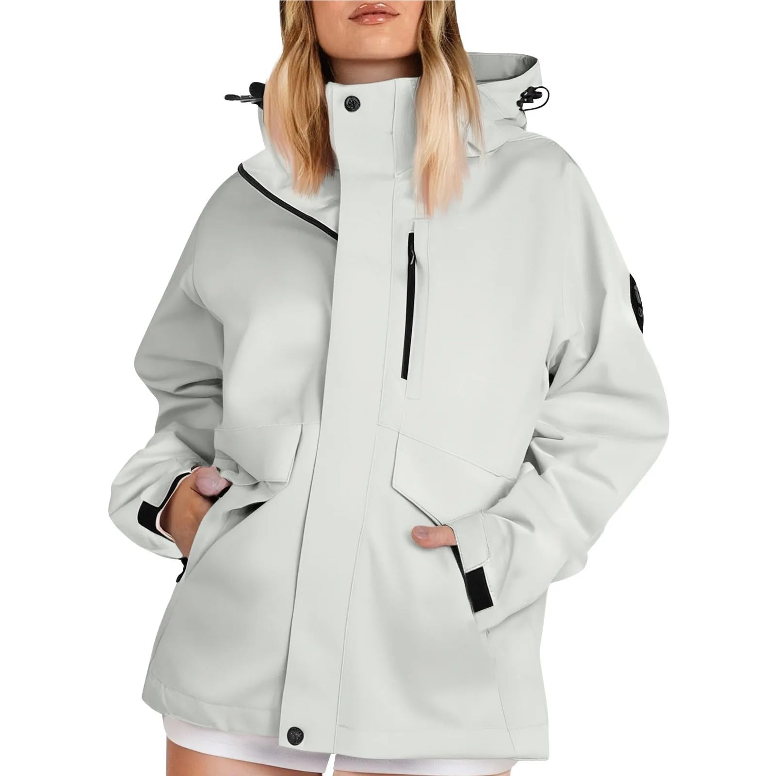 Chaqueta De Senderismo Chaqueta con capucha y cremallera de otoño, color sólido, resistente al viento, impermeable, fina, for deportes aire libre, ropa montañismo Para Senderismo