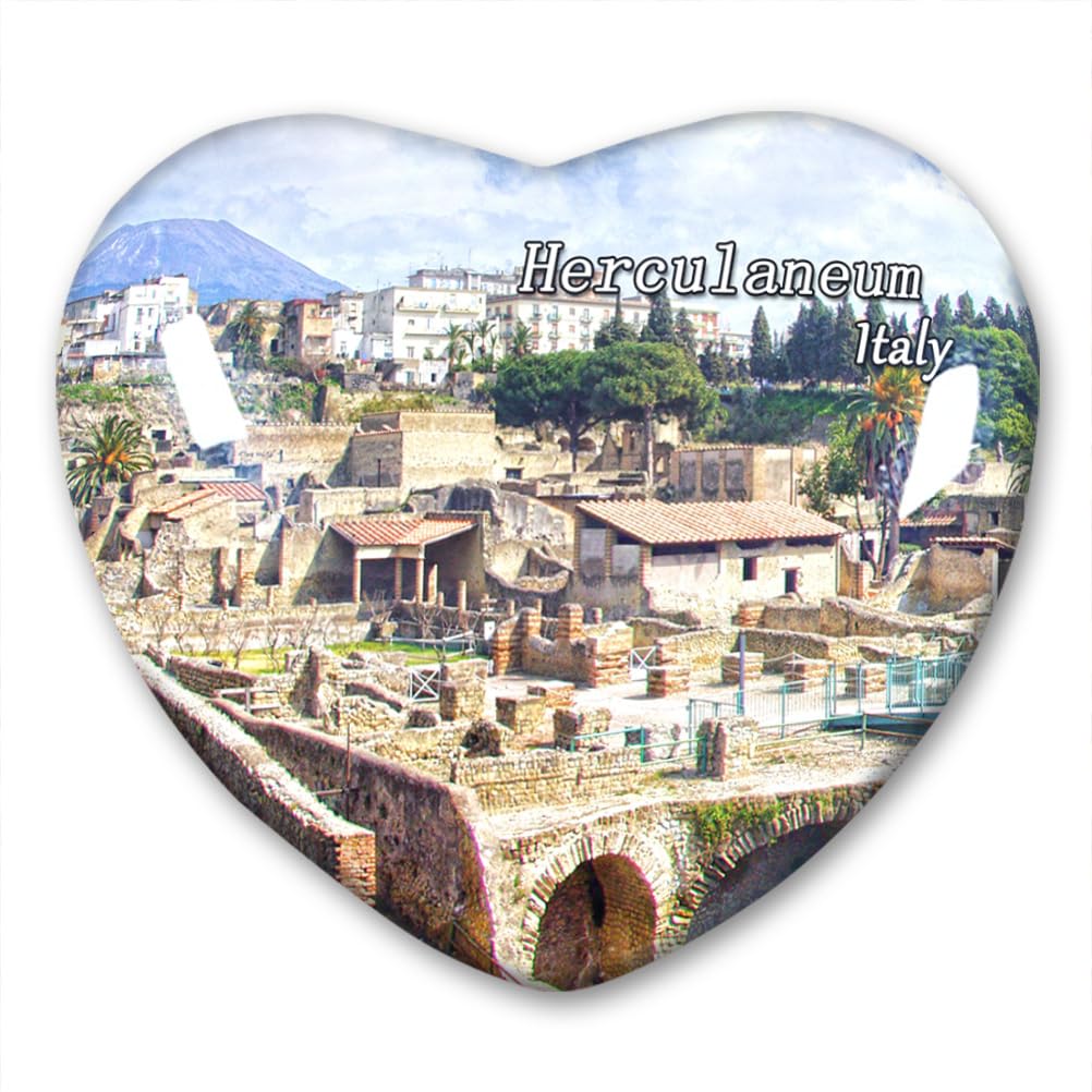 Italy Herculaneum Fridge Magnet Refrigerator Stickers Decorative Travel Souvenir Heart-shaped Glass