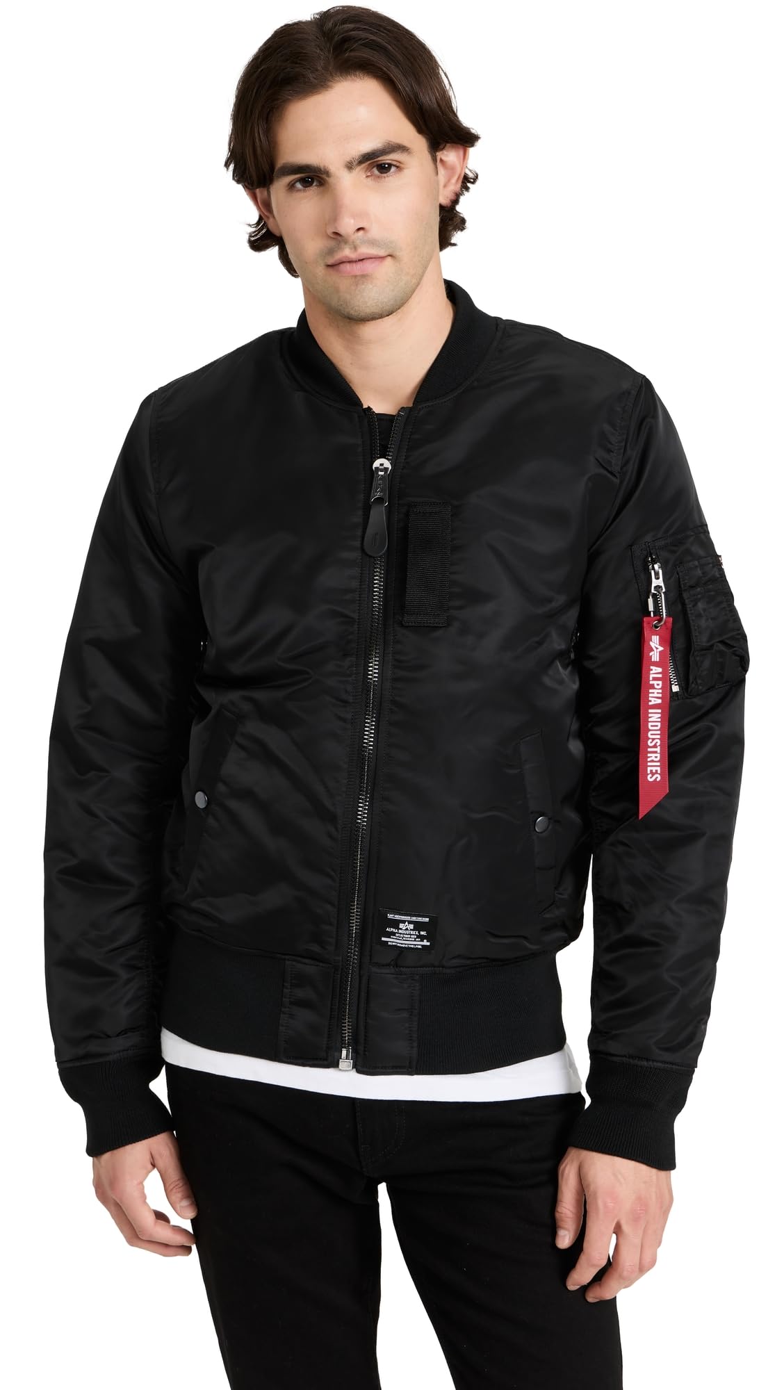 Alpha Industries Men's MA-1 MOD Flight Jacket, Black, M