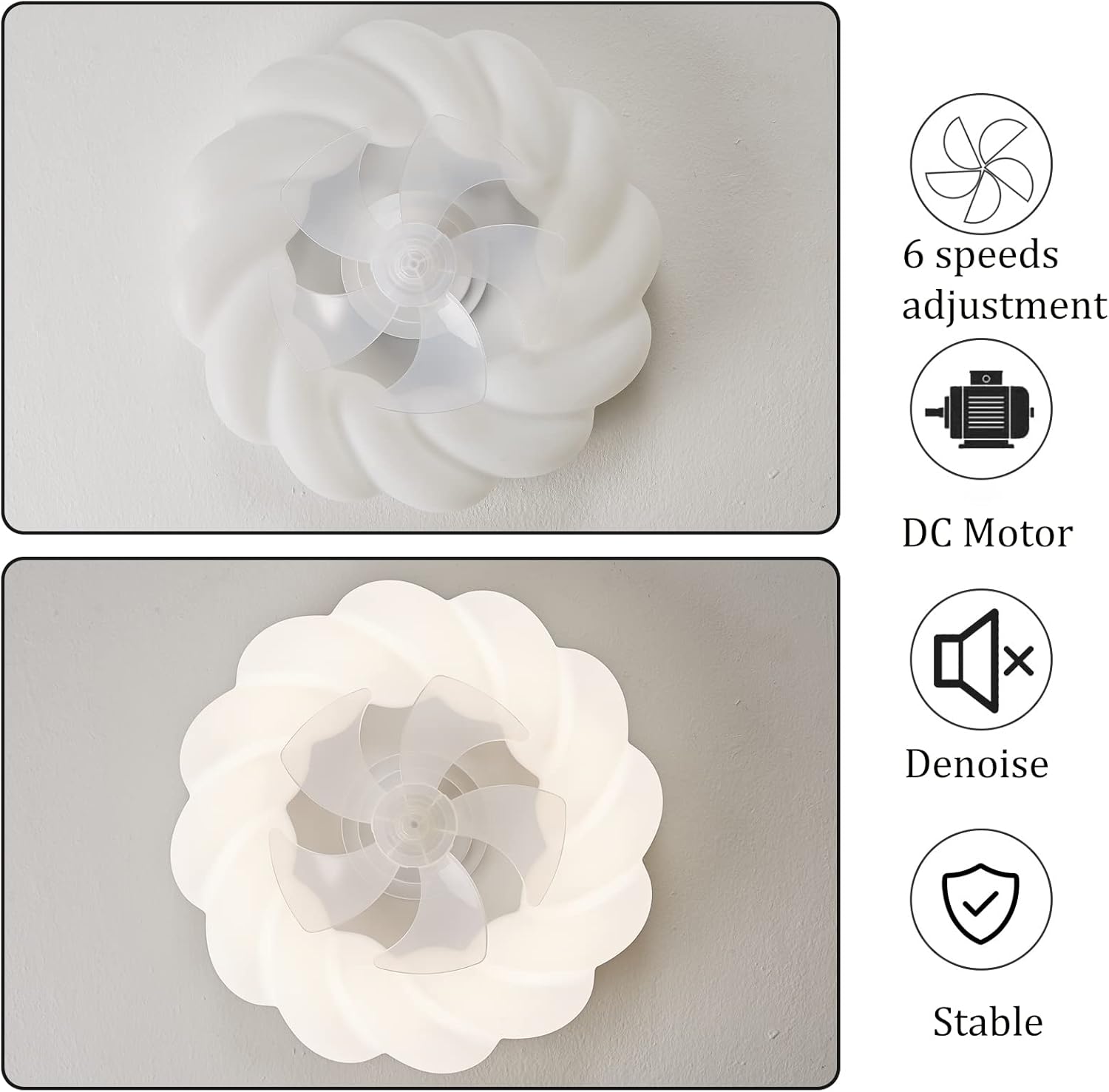 YUEGOO Ceiling Fans with Lamps,Fan Chandelier Light Ceiling Fan Light with Remote Silent Reversible Blades 6 Wind Speeds Changeable Changeable Modern Fan Light for Living Room/B