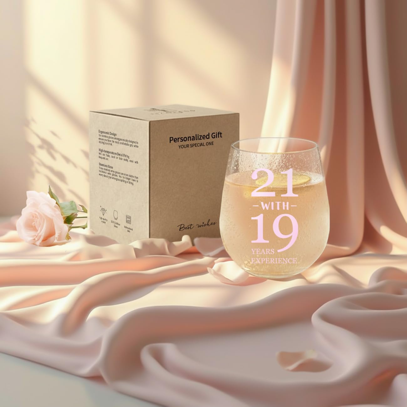 40th Birthday Gifts for Women – 15oz Wine Glass, Fun 40th Birthday Decorations, Cheers to 40 Years Party Favor, Unique Happy Birthday Gift for Women Friends, Sister, coworkers (Light pink) - Image 6