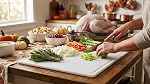 Farberware Extra-Large Plastic Cutting Board with Perimeter Juice Groove, Dishwasher-Safe Kitchen Chopping Board, 15x20-Inch, White