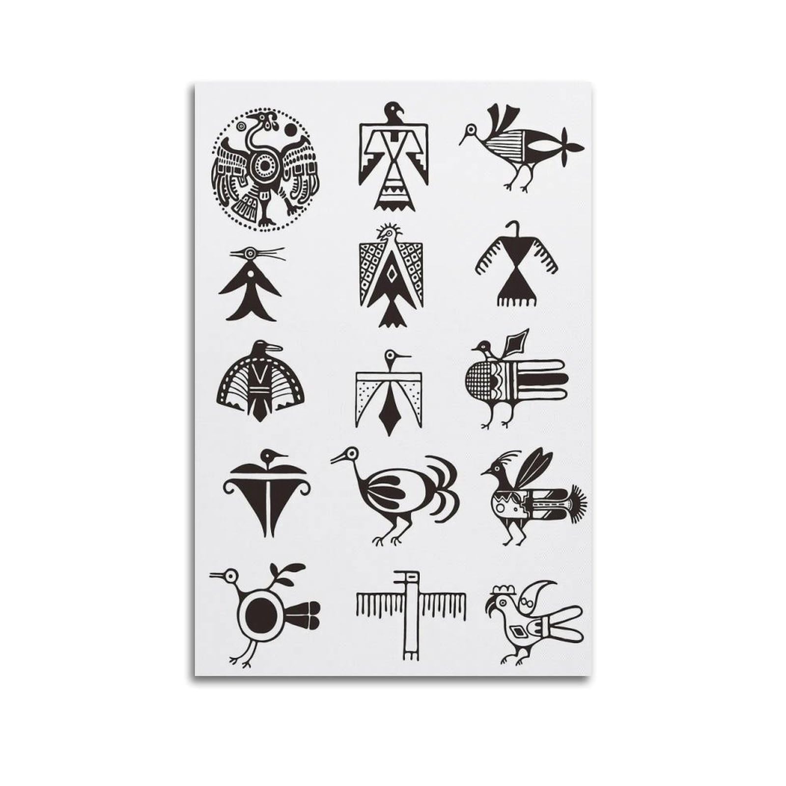 XKUGA Aztec Poster Maya Bird Totem Tribal Symbol Ancient Pattern Modern Decorative Canvas Prints - Ideal Wall Art for Family, Man Cave, Game Room, Boys & Girls Bedroom 20x30inch(50x75cm)