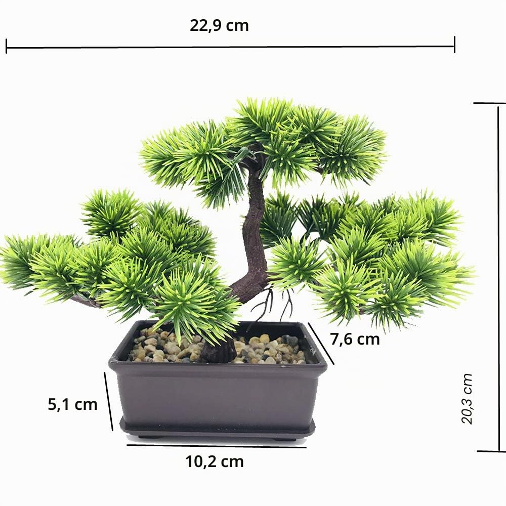 Pini bonsai artificiali Alberi falsi delle piante in vaso Bonsai di cedro giapponese, verde artificiale Decorazioni per la casa da interno desktop, ufficio, soggiorno, cortile Zen Garden-2Pcs