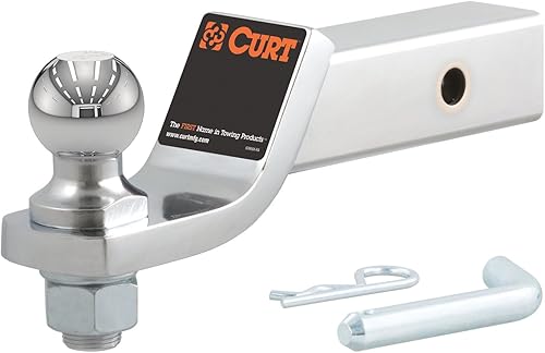 Miniatura 8 de CURT 45293 Soporte de enganche de remolque cromado con bola y pasador de 1-7/8 pulgadas, se adapta a receptor de 2 pulgadas, 7,500 libras, caída de