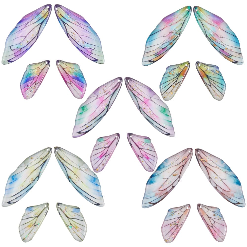 Pendentifs plumes d'ange colorées avec feuille d'or, breloques en résine pour bijoux d'exception