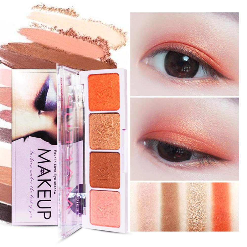 Paleta de sombras de ojos de 4 colores resistente al agua, larga duración, brillante, mate, sombra de ojos ahumados, maquillaje fácil de colorear
