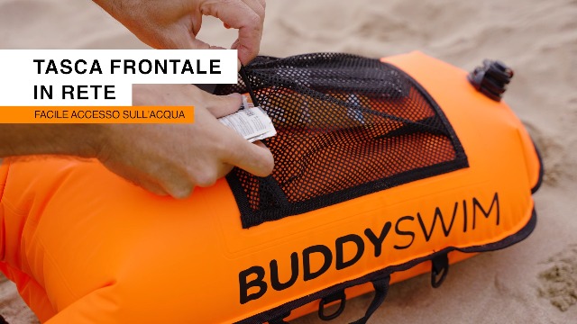 BUDDYSWIM 28 L Set Di Boa Nuoto Acque Libere E Cuffia. Boa Nuoto Per Nuotare In Acque Libere Con Borsa Impermeabile E Cuffia In Silicone. Ideale Per Nuotare Nel Mare. Arancione
