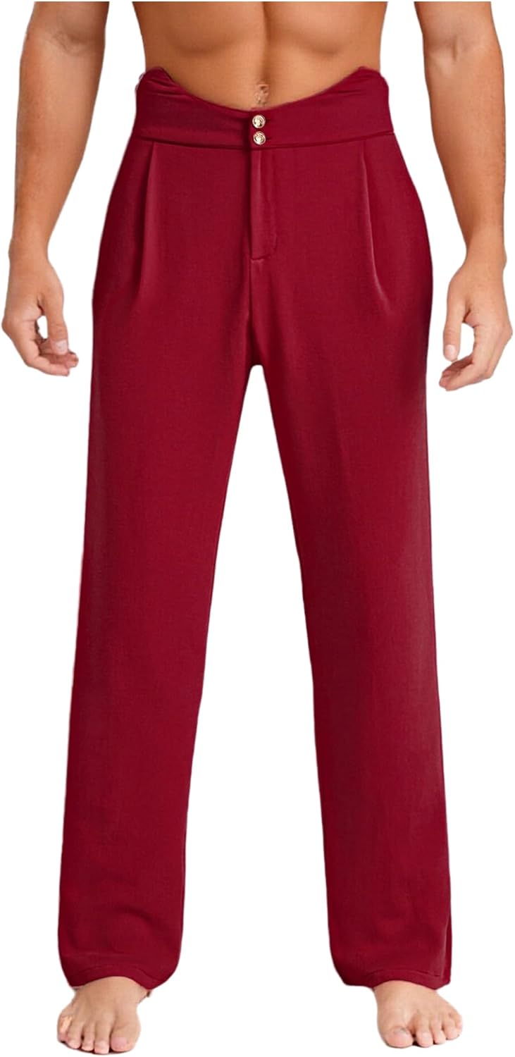 Men Training Latin Ballet Dance Pants Straight Trousers Ballroom Jazz Salsa Modern Dance Pants