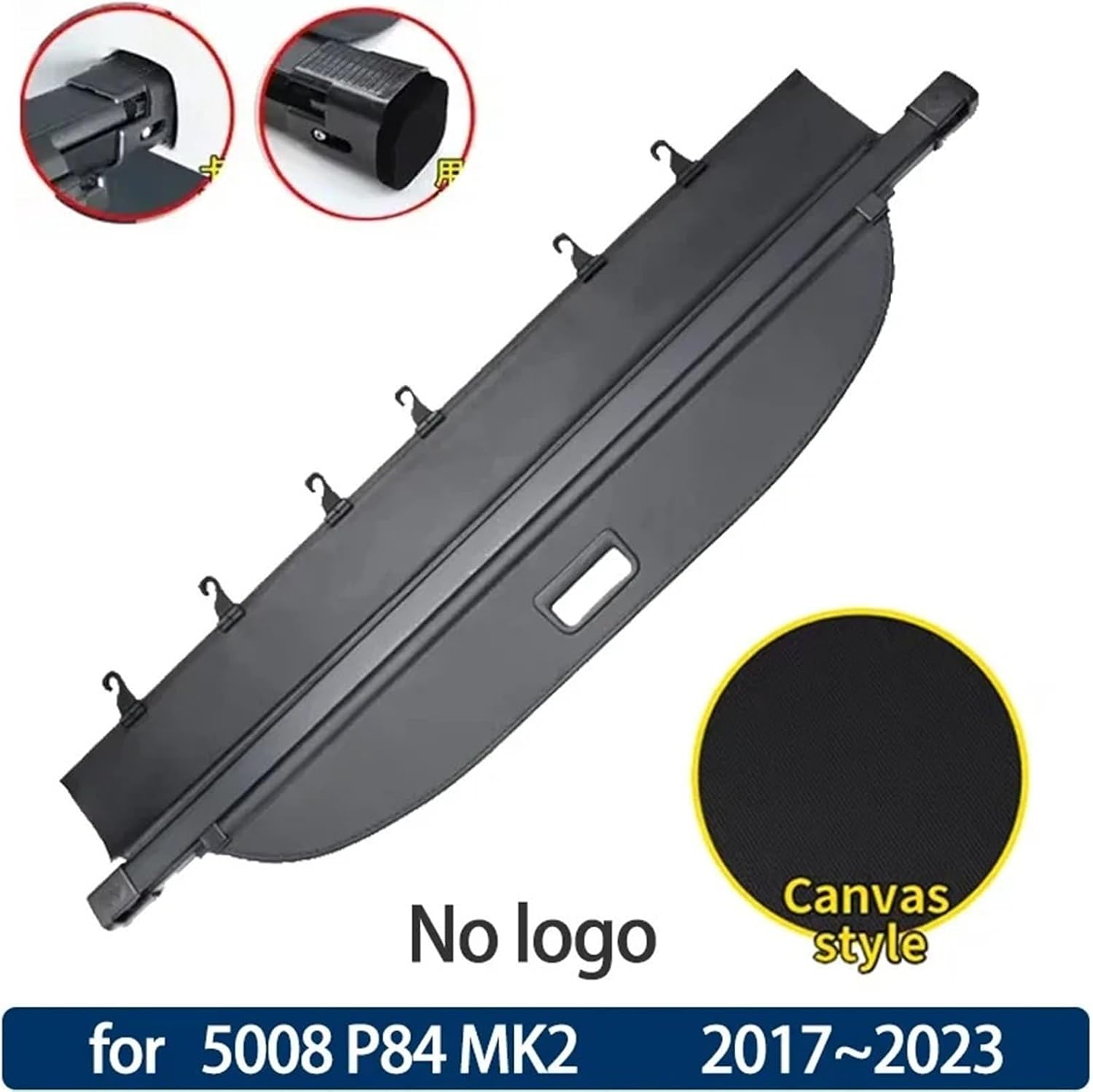 for Peugeot 5008 P84 2019 Accessories 2021 2017-2023 Car Trunk Cargo Cover Storage Partition Privacy Auto Interior Parts(Canvas)
