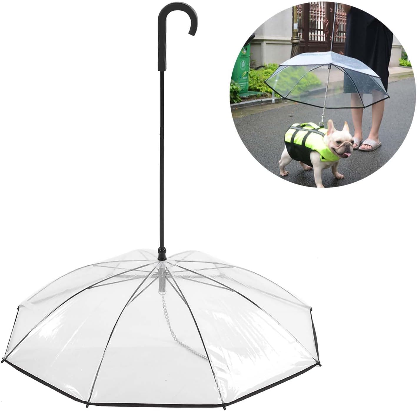 Dog Umbrella, Portable Pet Umbrella Assemble Type Dog Cat Umbrella with Pulling Leash Chain